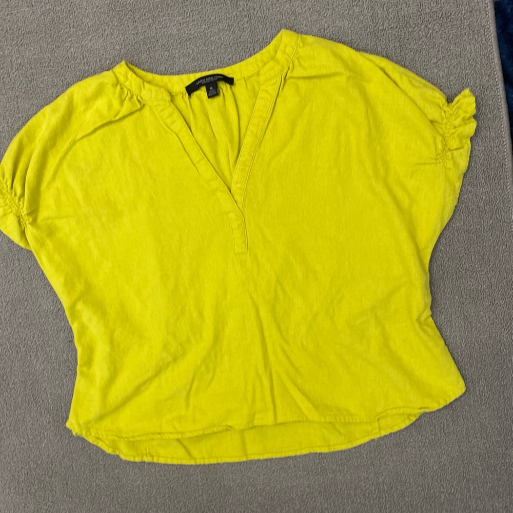 Marc New York Bright Yellow Linen Blend Top Lightweight Breathable Bold Spring